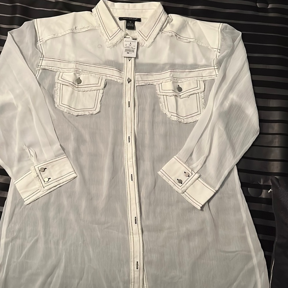 White mesh denim shirt
